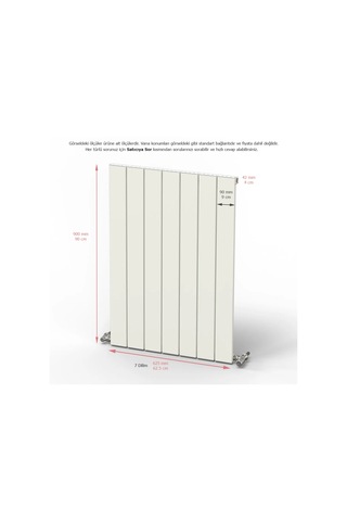 Hestia Alüminyum Dikey Radyatör Panel 900 X 625 7 Dilim Beyaz