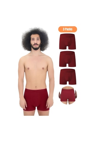 Cnt Erkek 3'lü Boxer 1. Sınıf Kumaş Premium Paket Özel Dizayn. Düz Likralı Boxer Şort Çeyizlik Hediyelik Bordo Bordo
