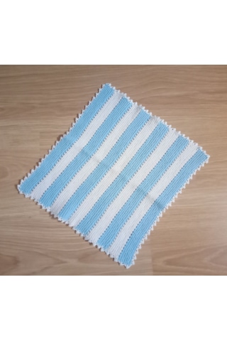 El İşi Pamuklu Banyo Lifi,el Örgüsü Mavi Beyaz Duş Lifi 32x30cm Çok Renkli