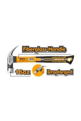 Ingco HCHD0166 Endüstriyel Fiberglass Saplı Çatal Çekiç 450g