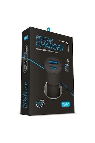 Powerway Cc34 30w Pd + Qc 3.0 Çift Çıkışlı Metal Araç Çakmaklık Hızlı Şarj Aleti Cihazı