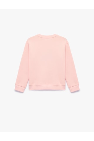 Koton Üç İplik Şardonlu Bisiklet Yaka Uzun Kollu Koala Baskılı Sweatshirt Pembe 7wkg10254ak Gül