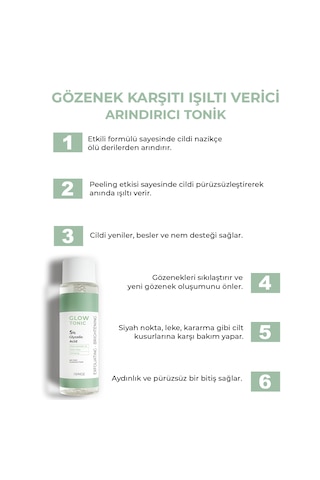Sinoz %5 Glikolik Asitli Gözenek Sıkılaştırıcı Peeling Etkili Arındırıcı Glow Tonik 200 ML