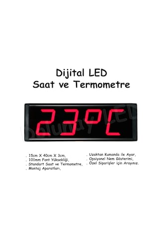 Dijital Led Saat Termometre 101Mm Çok Renkli