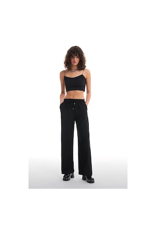 Quzu Beli Lastikli Bol Paça Siyah Kadın Pantolon 70858 Siyah