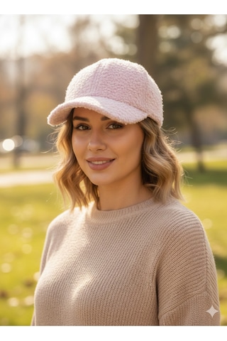 Kadın Kışlık Merinos Kep Şapka Pembe