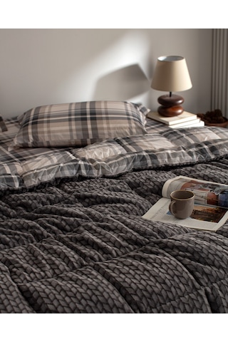 Madame Coco Beth Tek Kişilik Wellsoft Comforter Set - Antrasit Gri