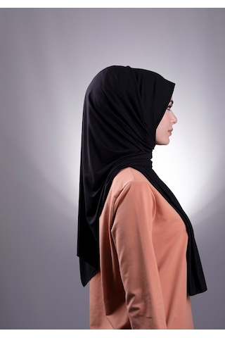 Hürrem Bone Siyah Düz Klasik Şal Viskon Kumaş Likralı Penye 202101_01 Siyah
