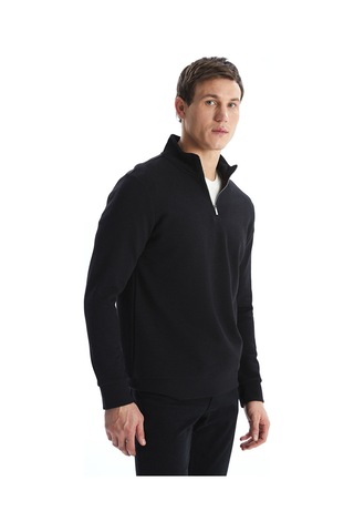Lcwaıkıkı Classic Siyah Dik Yaka Erkek Sweatshirt