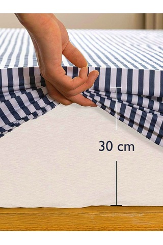 120 Cm X 200 Cm Çizgili Dokuma Kumaş Lastikli Fitted Çarşaf Takımı