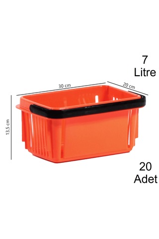 7 Litre Plastik Kozmetik Alışveriş El Sepeti Turuncu 20 Adet / En:20 Boy:30 Yükseklik:13,5 Cm Turuncu