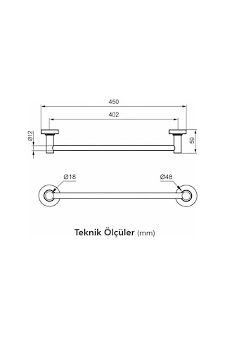 Ideal Standard Iom Uzun Havluluk 50cm-krom Krom