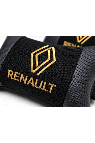 Renault Oto Boyun Yastığı 2 Li Siyah Keten Kumaş Ergonomik Baş Destek Yastığı