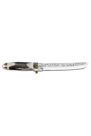 Bora 501 Tanto Boynuz Sap Gravürlü Kamp Bıçak Çok Renkli 10183459
