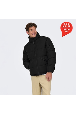 Only & Sons Only&sons Pack Life Puffer Erkek Siyah Dik Yaka Mont Siyah