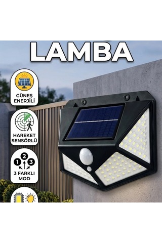 Solar Hareket Sensörlü 3 Modlu Led Duvar Aydınlatma Lambası