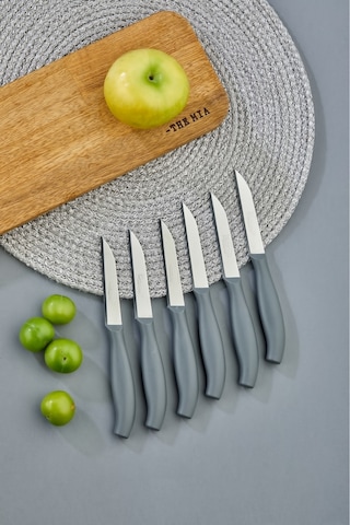 Cooker 6 Lı Lüx Paslanmaz Çelik Sebze Ve Meyve Bıçağı Gri