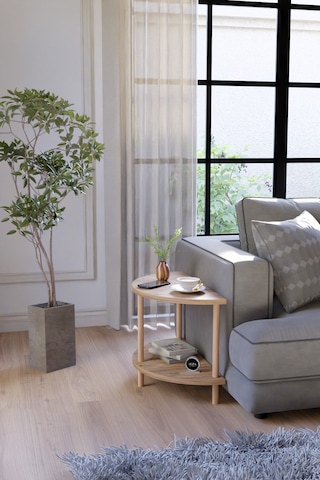 Modern Ahşap İki Raflı Koltuk Yanı Sehpa Çevirmeli Kurulum Salon Yan Sehpası Atlantik Çam