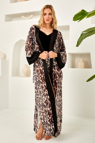 Lapieno Mayo Üzerine Tek Pareo Kimono 4824 Leopar Siyah01 Siyah01