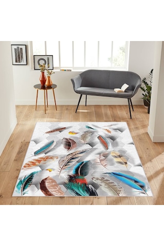 Rovigo Home Dijital Baskı Yıkanabilir Kaymaz Taban Salon Halısı Rvg1877-sm214 Mavi