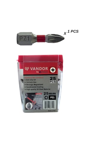 Vandor Anti Slip Bit Kaydırmaz Bits S2 Yüksek Kalite Çelik Pz1 25 - 637962027884