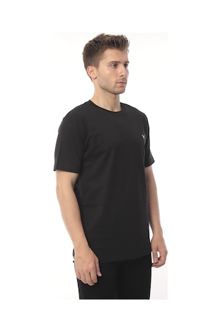 Slim Fit Kısa Kol Nakışlı %100 Pamuklu T-shirt Fs-003011 - Siyah-2176