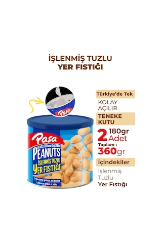 Paşa Kuruyemiş Kavrulmuş Yer Fıstığı Teneke Kutu Tuzlu 2 x 180 G