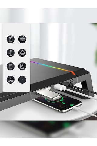 Masaüstü Stand Yükseltici Katlanabilir Rgb Çekmeceli Monitör Standı