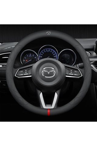 Yifomall Mazda 3 Cx4/5/6 İçin Deri Direksiyon Kılıfı - Kırmızı Düzeltme İşaretli Lüks Tasarım Kırmızı