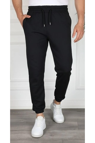 Barlashive Erkek Jogger Eşofman Altı Cepli, Paça Lastikli , Spor Pantolon - Siyah Çok Renkli