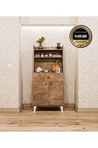 Dekorfim Çok Amaçlı Airfry Dolabı Kahve Köşesi Gri