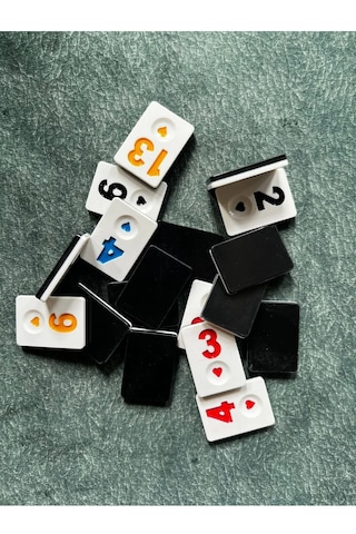 Çift Katlı Okey Taşı Siyah - Beyaz