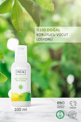 INCIA %100 Doğal Koruyucu Vücut Losyonu Sprey Yenidoğan Bebek Çocuk İçin Limon Okaliptus Vegan 100 ml