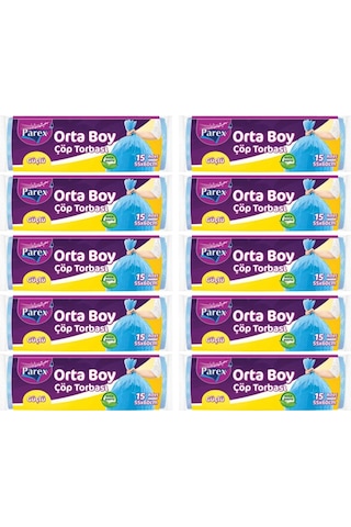 Parex Güçlü Çöp Torbası Orta Boy 10 x 15 Adet