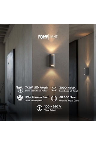 FoneLight Lunara Glass 17 cm LED Duvar Apliği Antrasit Alüminyum Cam Detaylı IP65 İç Mekan Dış Mekan Bahçe Cephe Aydınlatması - Seo Uyumlu