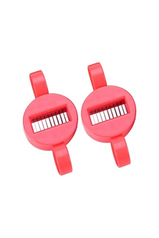 Fortunelane 2 Adet Yeşil Fasulye Dilimleyici, Inox Bıçaklı Fransız Usulü Dilimleme Aleti, Kırmızı Mutfak Aleti Kırmızı