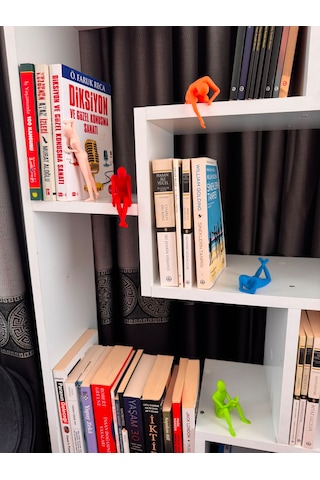 5'li Renkli İnsan Figür Biblo Seti Kitaplık Süsü Masaüstü Dekoratif Obje Kitaplık Aksesuarı 5 Adet