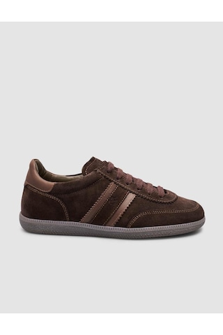 Hakiki Deri Koyu Kahverengi Bağcıklı Kadın Sneaker Kahverengi