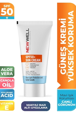 New Well Yüksek Koruma Spf 50+ Aloe Vera Güneş Kremi 50 ML