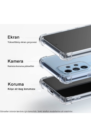 Samsung Galaxy Uyumlu Note 20 Ultra Kamera Korumalı Airbag Antishock Köşe Korumalı Şeffaf Silikon Kılıf