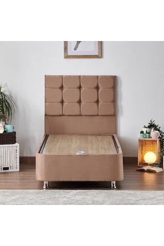 Nironyatak Niron Rama Baza Ve Başlık Seti - 80X180 Cm Tek Kişilik Sütlü Kahv