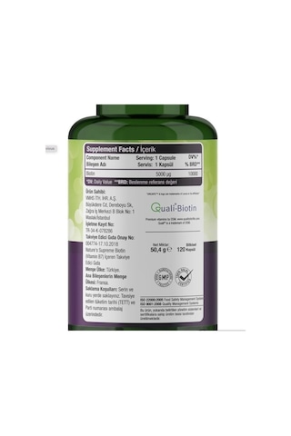 Nature's Supreme Biotin 5000 Mcg 120 Kapsül