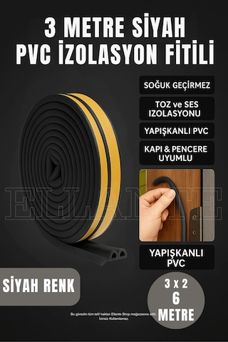 Siyah Kapı Ve Pencere Soğuk İzolasyon Bandı Fitili Kendinden Yapışkanlı Kauçuk Yalıtım Bant 3 Metre