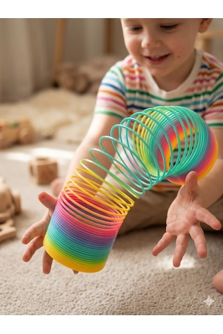 Büyük Boy Gökkuşağı Stres Yayı Oyuncak Stres Yayı - 8 Cm Çapında - 1 Adet