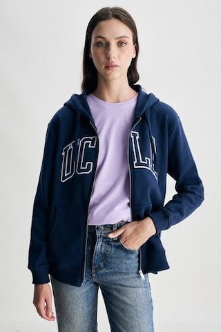Ucla Joyce Lacivert Kapüşonlu Ve Fermuarlı Aplikeli Standard Fit Kadın Sweatshirt Lacivert