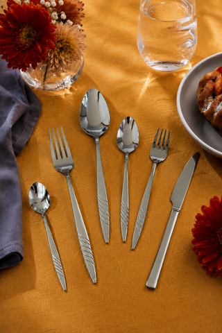 Salkım 36 Vibe Steel Parça 6 Kişilik Çelik & Kutulu Çatal & Kaşık & Bıçak Takımı Gümüş