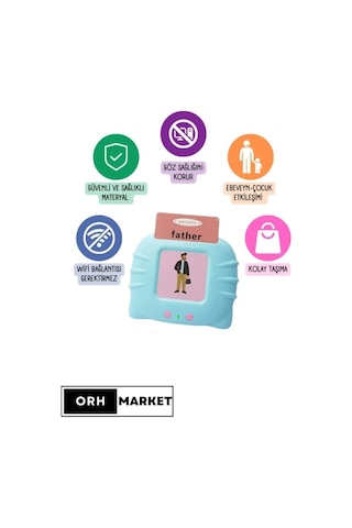 Mavi İngilizce Sesli Flash Eğitici Oyuncak Aktivite Kartları| 112 Kart – 224 Kelime