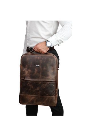 Mft Leather Hakiki Deri Unisex Sırt Çantası - Napoli 4212 Tiguan Kahve
