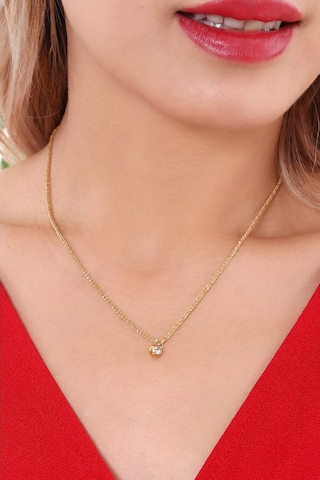 Kadın Göz Taşlı Zincir Kolye Çelik