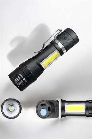 Northcity El Feneri Led Usb Şarjlı Zoom Mini - 4 Modlu Su Geçirmez Işık Açık Gri